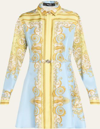 Versace Spring Barocco Silk Twill Mini Dress