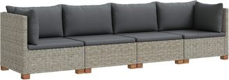 vidaXL 4 Uds. Conjunto De Lounge De Ratan Con Cojines Gendt Gris Kubu Vidaxl