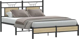 vidaXL Estructura De Cama Sin Colch&oacute;n Madera Roble Sonoma 140x190 Cm Vidaxl