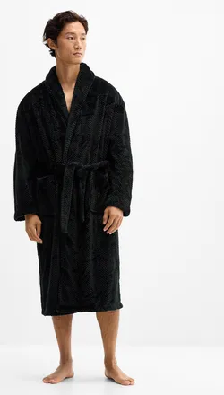 Le 31 Mens Ultra-soft herringbone bathrobe