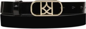 Kazar Gelakte band met een logoed gouden gesp - Dames - Riemen - Zwart - 80 CM - Leer - Accessoires