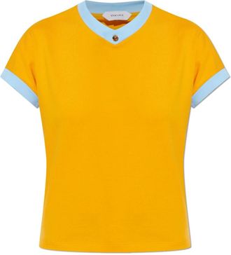 Versace Stretch Katoen-Jersey T-Shirt - Dames - T-shirts - Oranje - S - Katoen - Tops
