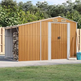 Berkfield Home Garden Shed Light Brown 277x192.5x179 cm Galvanised Steel