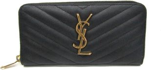 Saint Laurent Dark Navy Leather Long Wallet (Bi-Fold) (Pre-Owned)