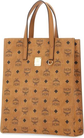 MCM Womens Aren Tote Beige Polyurethane Polyester Cotton