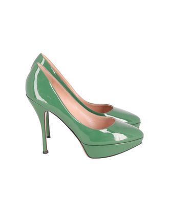 Valentino Valentino Platform Hakken in Groen Patentleer