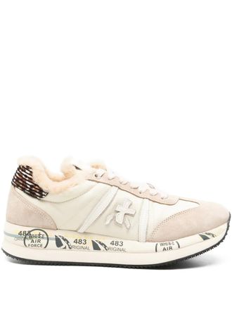 Premiata Sneakers met lammy afwerking - Beige