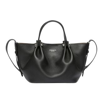 Max Mara Tassen, Dames, Zwart, ONE Size, Leer, Kleine Leren Tote Bag met Textuur
