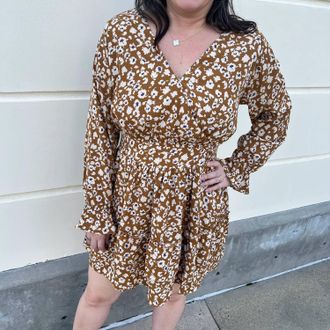 Greek Archaic Kori Kimono Sleeves Back Self Tied Dress In Mocha Combo
