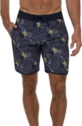 Travis Mathew Becan Ruins Scallop Swim Trunks in Heather Dress Blues at Nordstrom Rack, Size 30