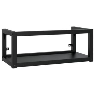 Berkfield Home Elegant Bathroom Washbasin Frame with Built-in Basin Black Iron