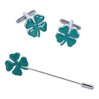 Trafalgar Store Shay Shamrock Novelty Cufflinks and Lapel Pin Set in Green at Nordstrom