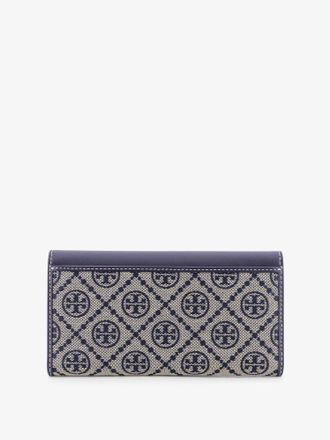 Tory Burch Womens Envelope Wallet T Monogram Blue Leather-Cotton-Polyester & Purses Leather/cotton/polyester