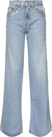 Coperni Studded Wide Leg Jeans - Dames - Loose Fit Jeans - Blauw - S - Katoen - Jeans