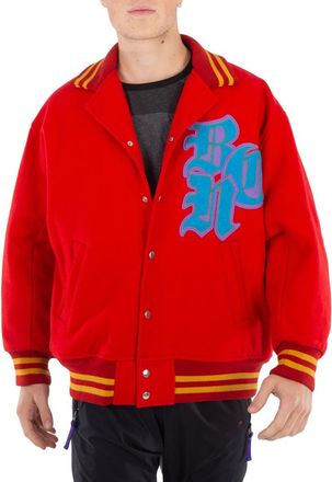 Kolor Beacon Mens Red Stadium Varsity Blouson Jacket, Brand Size 2 (Medium)