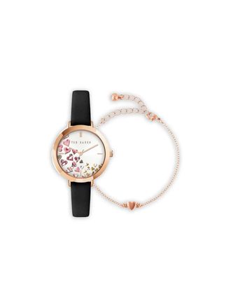 Ted Baker Ammy Hearts 34mm and bracelet set - women - Calf Leather/stainless steel - One Size - White