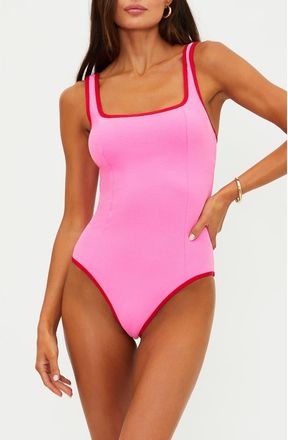 Beach Riot Caia One-Piece Swimsuit in Electric Pink at Nordstrom, Size X-Small