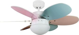 Wonderlamp Ventilador de techo multicolor con luz y aspas reversibles