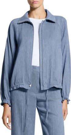 Theory Drawstring Hem Linen Blend Jacket in Light Denim at Nordstrom, Size X-Large