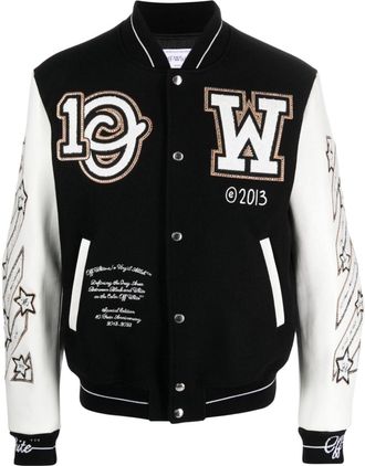 Off-white Logic varsity jacket - unisex - Viscose/Polyester/Polyester/Cotton/Polyamide/Virgin Wool/Wool/glass/Acrylic - 52 - Black