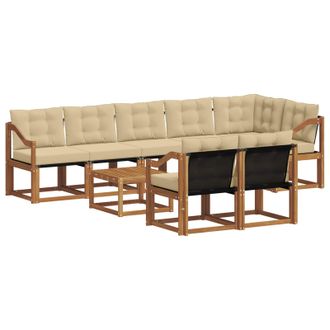 vidaXL Conjunto De Sof&aacute;s De Exterior Con Coj&iacute;n 9 Pcs Natural Y Beige Vidaxl