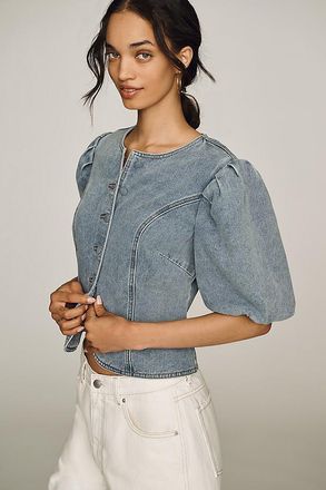 Dolan Left Coast Washed Denim Puff Sleeve Jacket