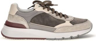 Brunello Cucinelli Gray Calf Leather Bos Taurus Athletic Mens Sneakers