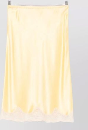 Saint Laurent silk lace trim midi skirt