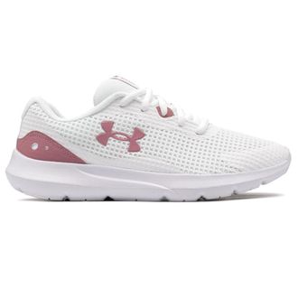 Under Armour Surge 3 Textile Synthetic Womens Low Top Trainers - White Pink - Size:UK 5.5