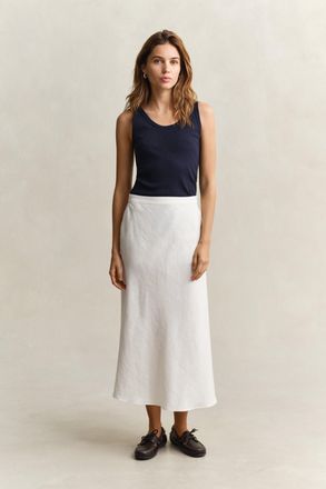 GANT Women Flared Linen Blend Skirt (44) EGGSHELL