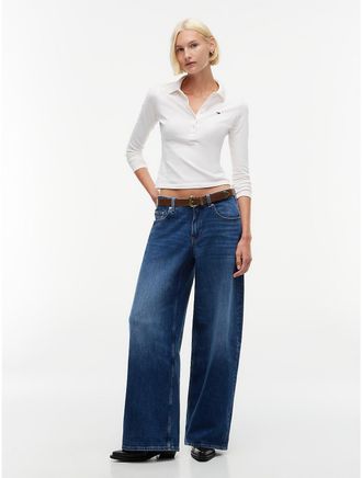 Tommy Hilfiger Womens Tommy Jeans Low-Rise Baggy Jean - Denim Dark - 27W x LongL