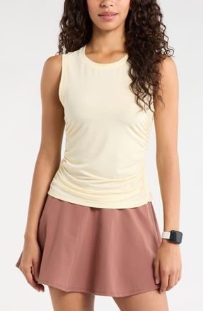 Zella Breathe Ruched Tank in Yellow Flan at Nordstrom, Size Xx-Large