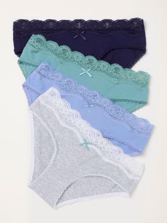 Fat Face FatFace BlueGrey 4 Pack of Plain Classic Knickers
