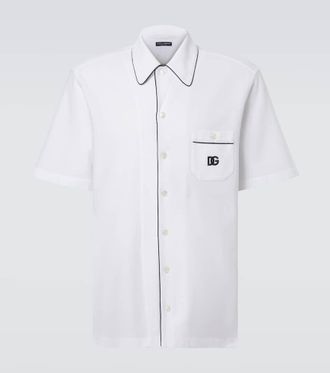 Dolce & Gabbana Camicia bowling DG in piqué di cotone e seta