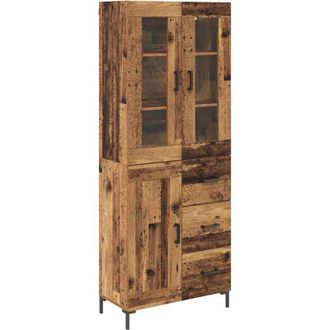 vidaXL Aparador Alto Con Caj&oacute;n 2 Pcs Madera Vieja Madera De Ingenier&iacute;a Vidaxl