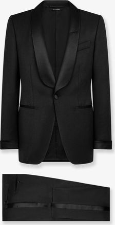 Tom Ford Smoking in lana vergine stretch con profili in satin - TOM FORD - gender_Man