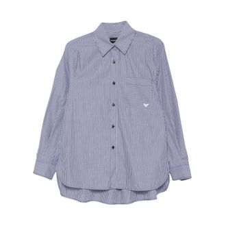 Emporio Armani Camisa de Manga Larga a Rayas - Blouses & Shirts - Mujer - Azul - 2XS