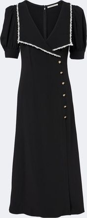 Alessandra Rich Lace-trimmed cady midi dress