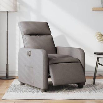 vidaXL Sill&oacute;n Reclinable El&eacute;ctrico Tela Gris Taup&eacute; Vidaxl