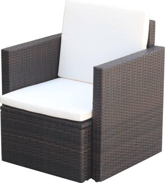 vidaXL Sillas De Jard&iacute;n Con Cojines Rat&aacute;n Sint&eacute;tico Marr&oacute;n Vidaxl
