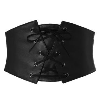 Grace Karin Womens Elastic Stretch Corset Waist Cincher Belt, Black Leather, S