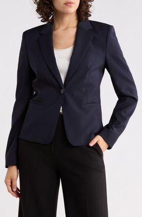 BOSS Jarua Notch Lapel Wool Blazer in Dark Blue at Nordstrom Rack, Size 14
