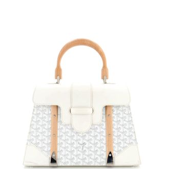 Goyard Saigon Top Handle Bag Coated Canvas with Leather MM