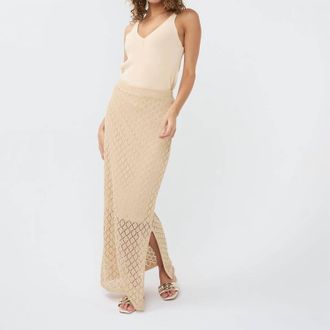 Esqualo Small Diamond Knit Skirt In Soft Gold