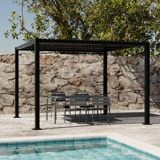 Sweeek Louvered Pergola Aluminium & Steel 3 X 3m in Black