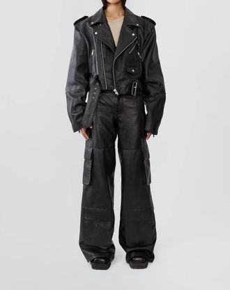 Deadwood Dormi Recycled Leather Biker Jacket In Black