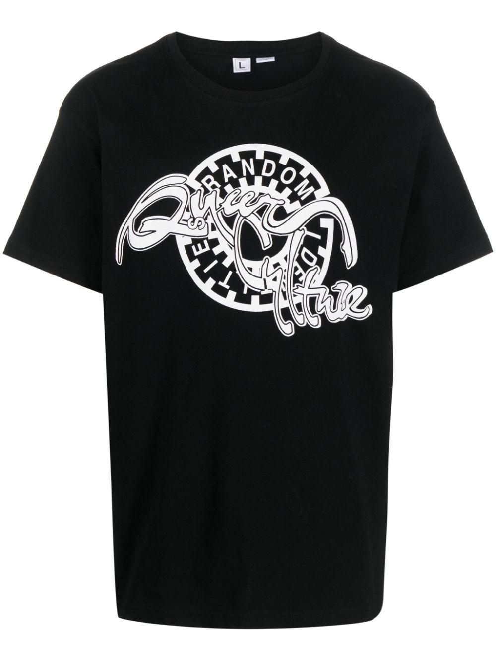 Tシャツ・カットソー RANDOM IDENTITIES Black cotton t-shirt (RAN04T006 BLACK) Men's T-shirt with tonal logo embroidery | Black | Diesel