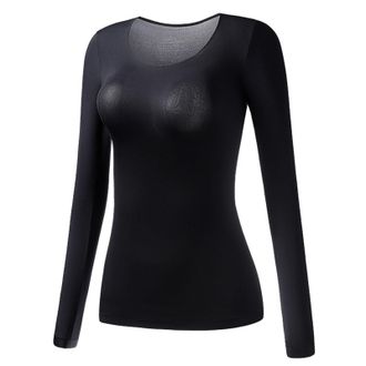 Generic Womens Thermal Underwear Brushed Long Underwear Set Cold Weather Pajama Tops Women Thermals (Black, L)