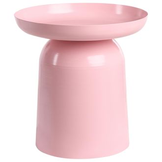 Beliani Beliani - Mesa Auxiliar De Metal Redonda Rosa Pastel Torrens
