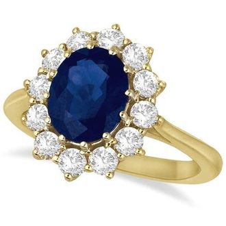 Allurez Oval Blue Sapphire & Diamond Accented Ring 14k in Yellow Gold at Nordstrom, Size 8